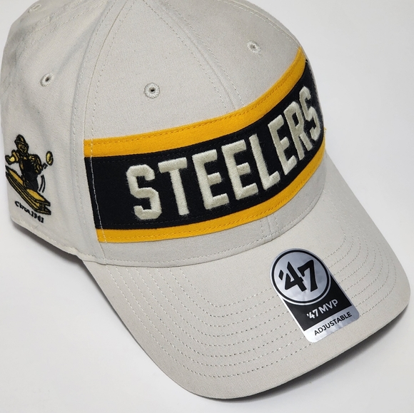 Pittsburgh Steelers '47 Brand MVP Adjustable Crossroad White Hat NWT NFL - Picture 8 of 9